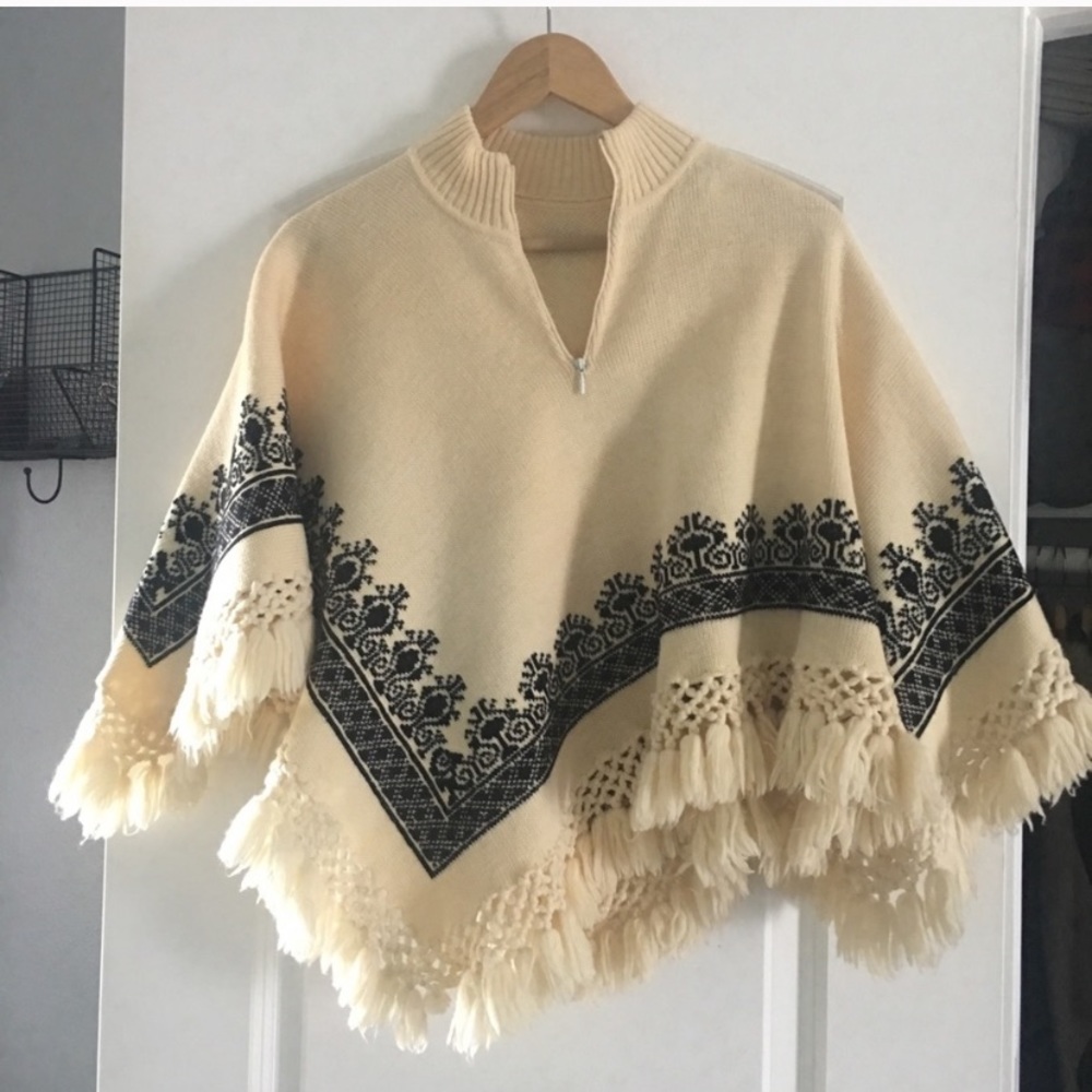 Jet Rag Asymmetrical Zipper Front Wool Poncho